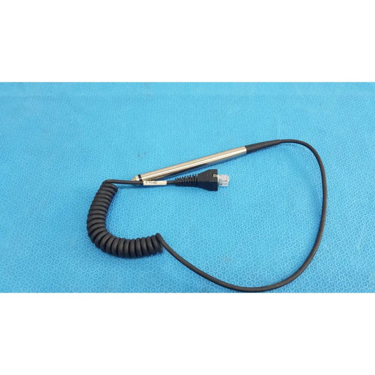 Silver metallic barcode scanner pen with black coiled cable and rj45 connector for 09840-804 scanner pen model