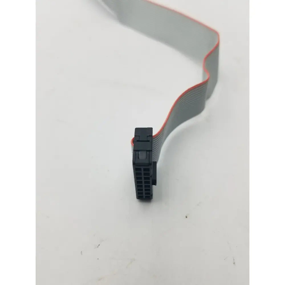 Gray female pin riser card cable with red edge and black plastic connector for 16 female pin to 16 female pin connection