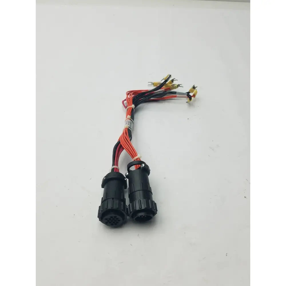 Black dual connector 16 pin male wire harness with red and black bundled wires for equipment cable use