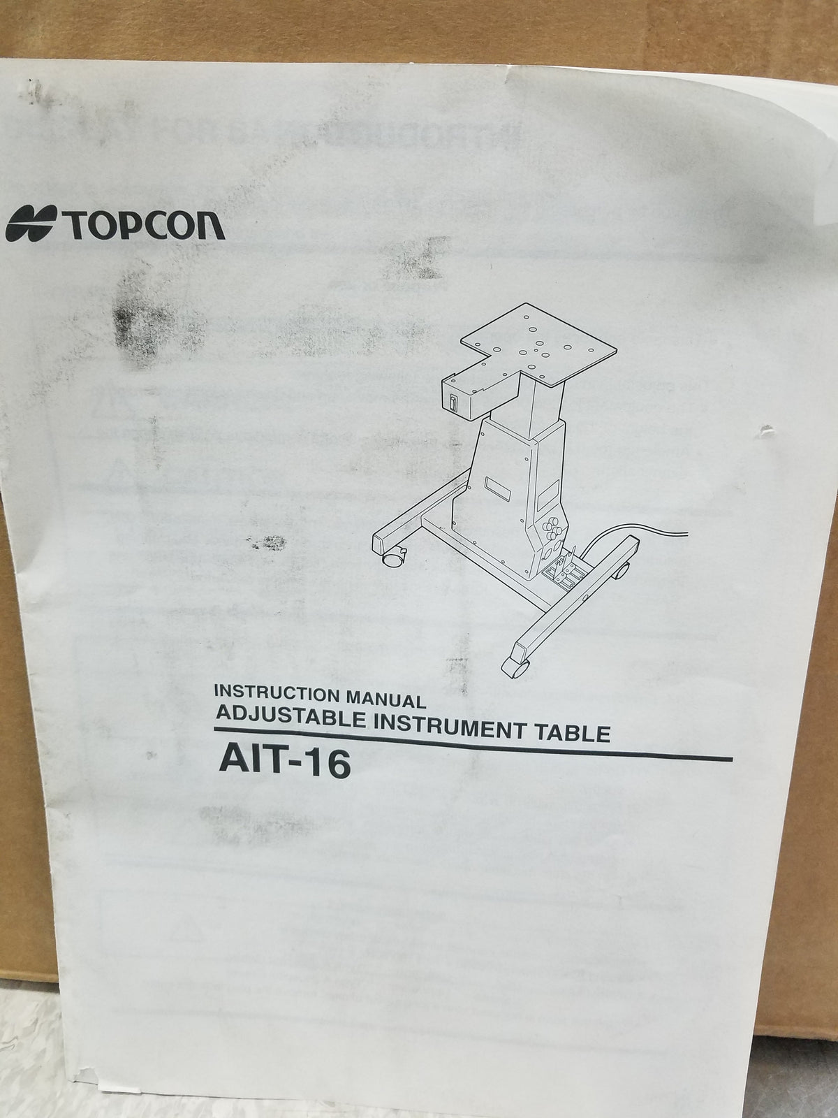 Topcon AIT-16 Electric Adjustable Instrument Table 120V S/N 0146385