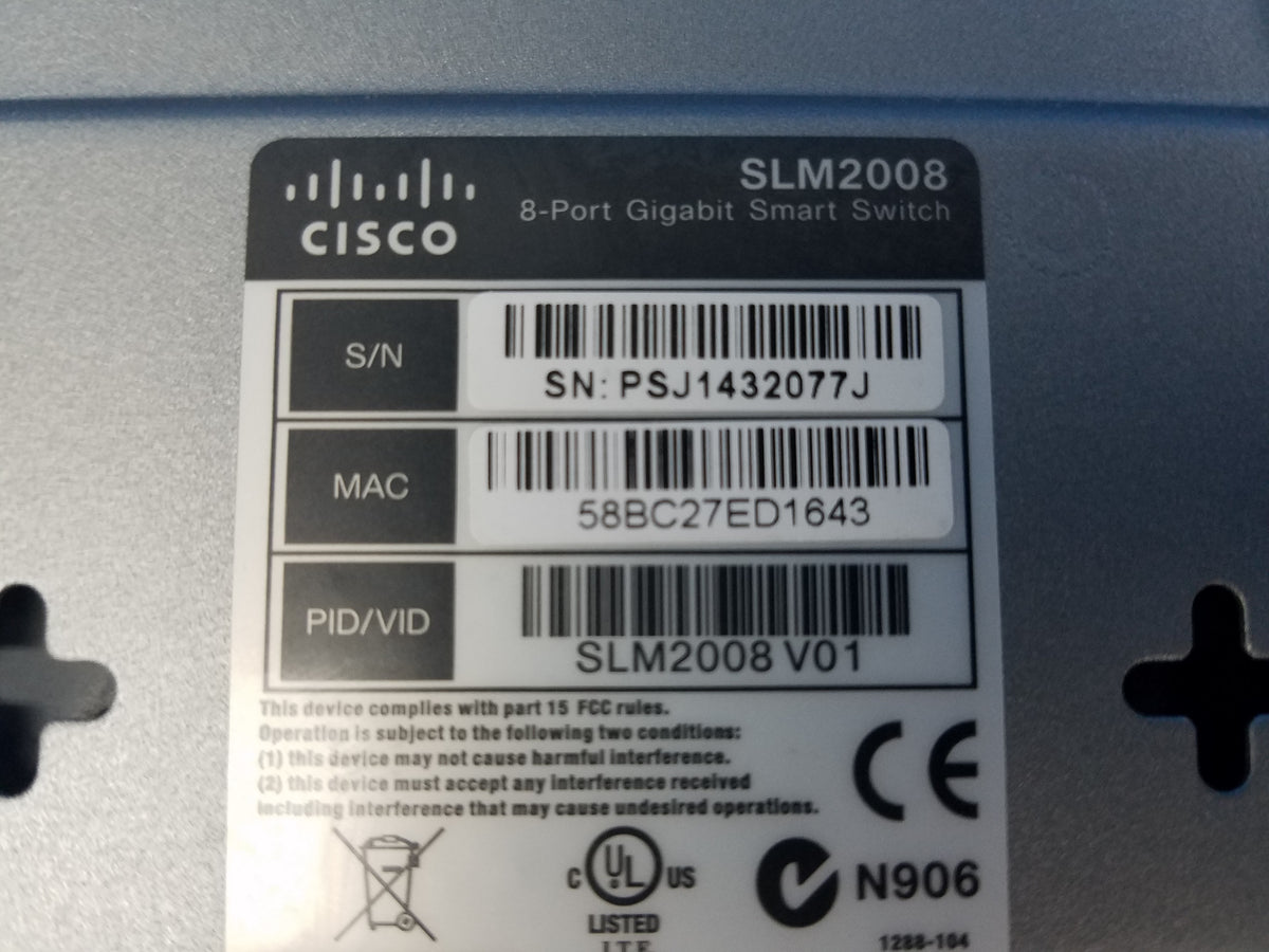 Cisco Small Business SLM2008 8-Port Gigabit Smart Switch S/N PSJ1432077J