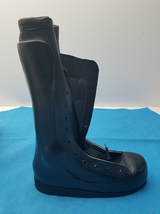 Custom Leather Orthopedic AFO Braced Boot Shell Right Foot Black