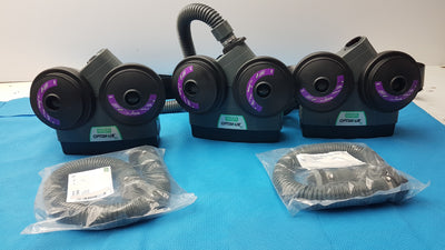 Lot of 3 MSA OptimAir TL PAPR Powered Air Purifying Respirator Blowers Hoses