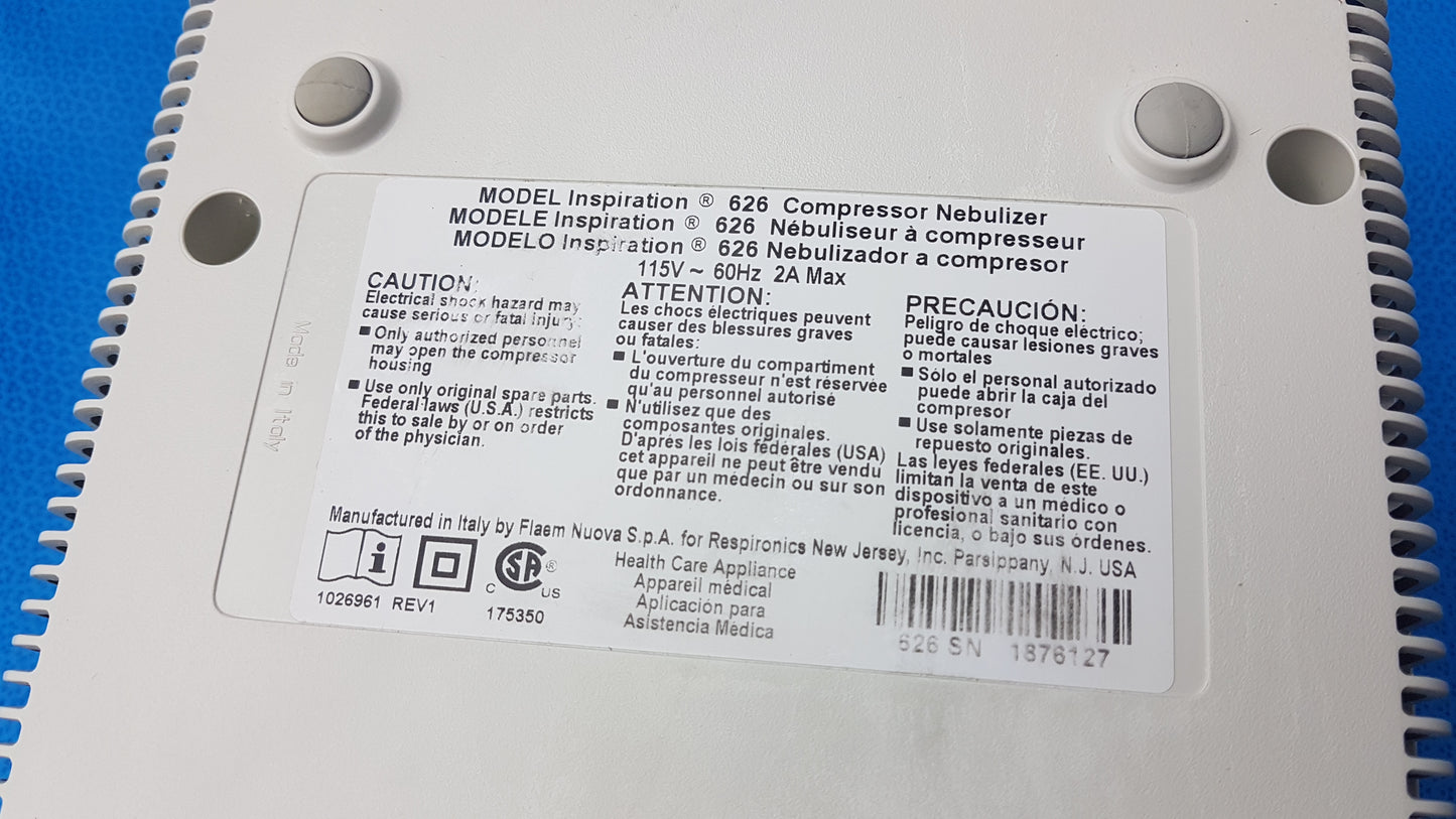 Lot of 3 Respironics Inspiration 626 Compressor Nebulizer