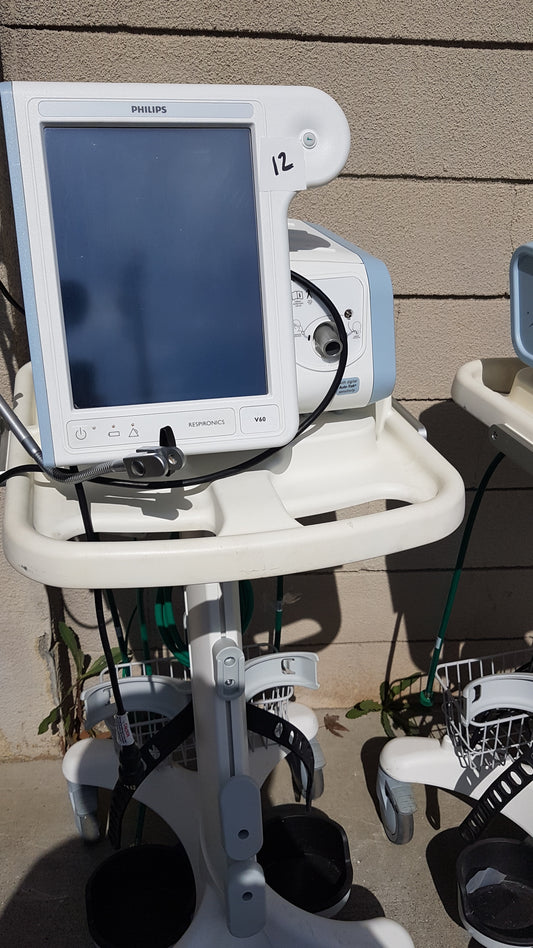 Lot of 3 Philips Respironics V60 Ventilators With Rolling Stands