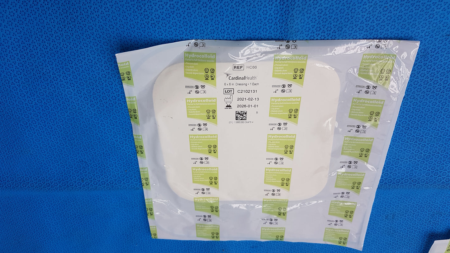 Lot of 3 Cardinal HC66 Hydrocolloid Wound Dressings 6"x6"
