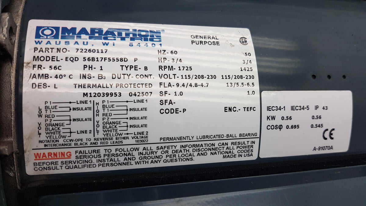 Marathon Electric Leybold Trivac D16BCS Rotary Vacuum Pump P/N 72260117