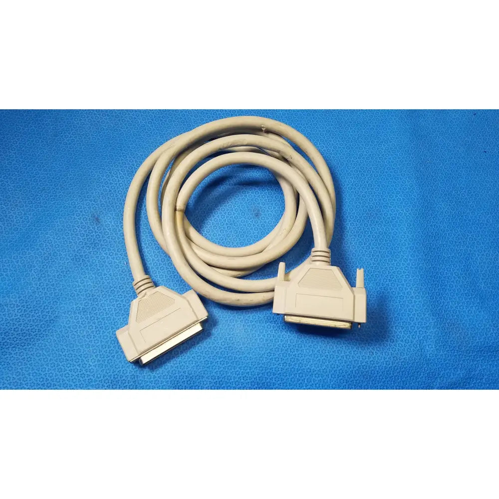 Beige coiled printer cable with 37 pin male female scsi connectors for secure data transfer lot of 4 units