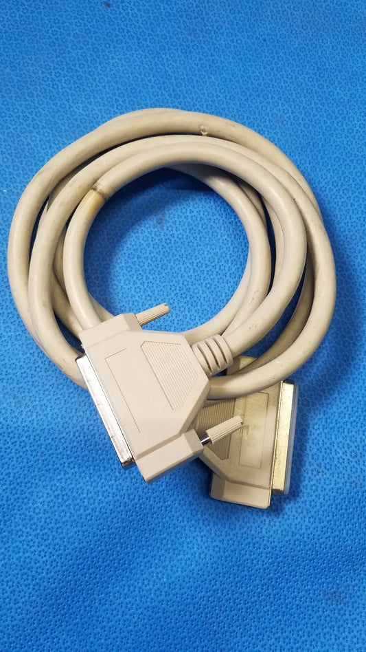 Beige coiled 37 pin male female connector scsi cable with two db-25 female connectors lot of 4