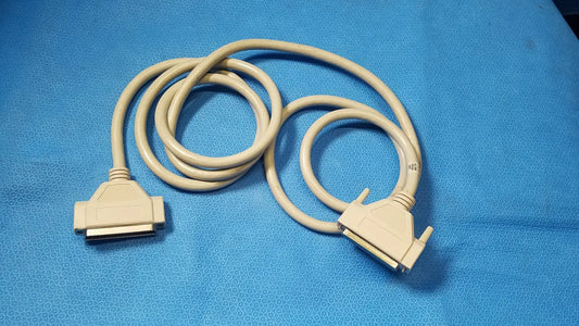 Beige coiled 37 pin male to male and female connector cable lot of 3 with plastic female connector cable ends