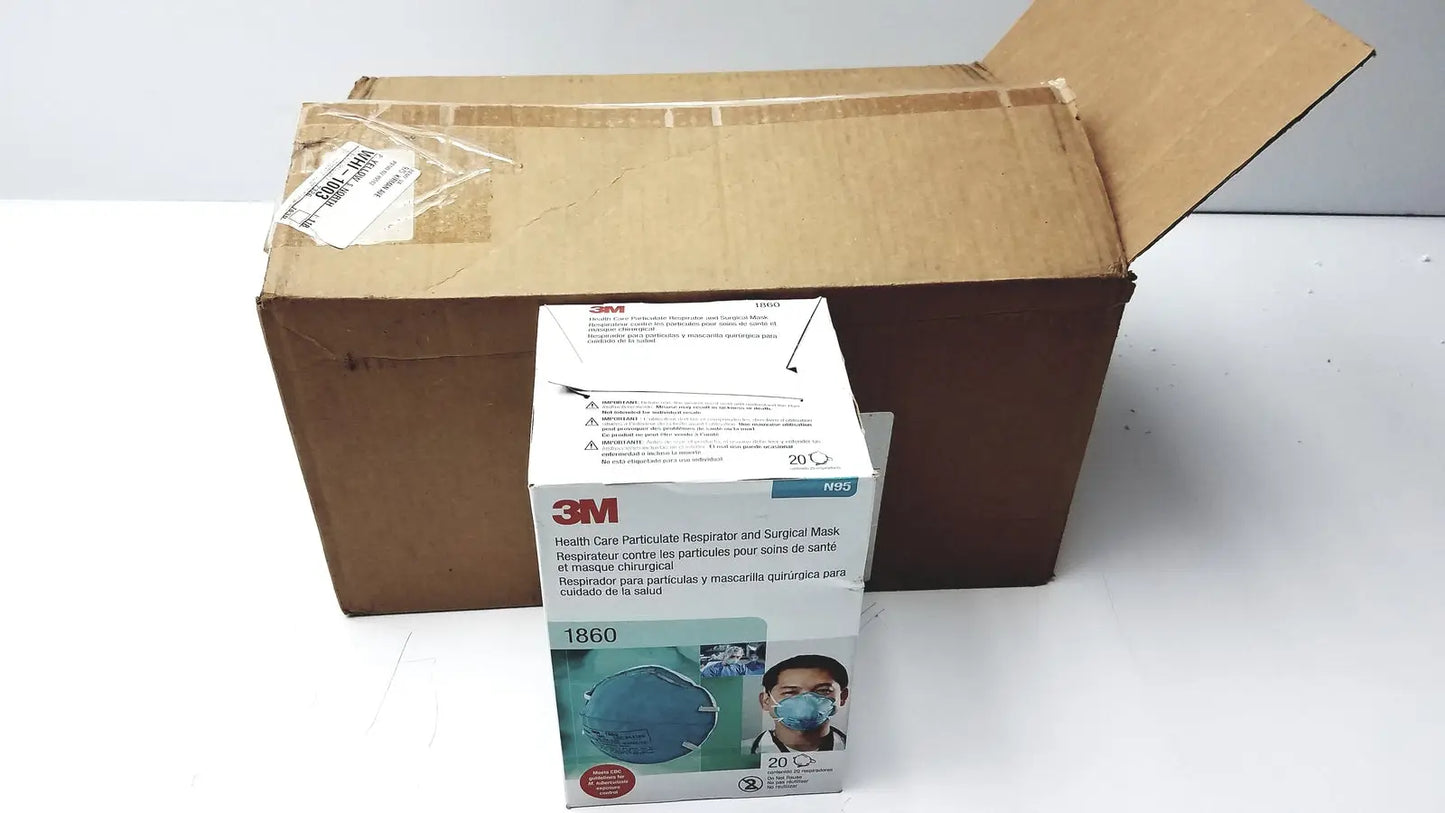 Reuse Medical 3M 1860 Particulate Respiirator & Surgical Mask, 20 Per Box, Box of 12 Disposable Face Masks, second-hand product photo 1