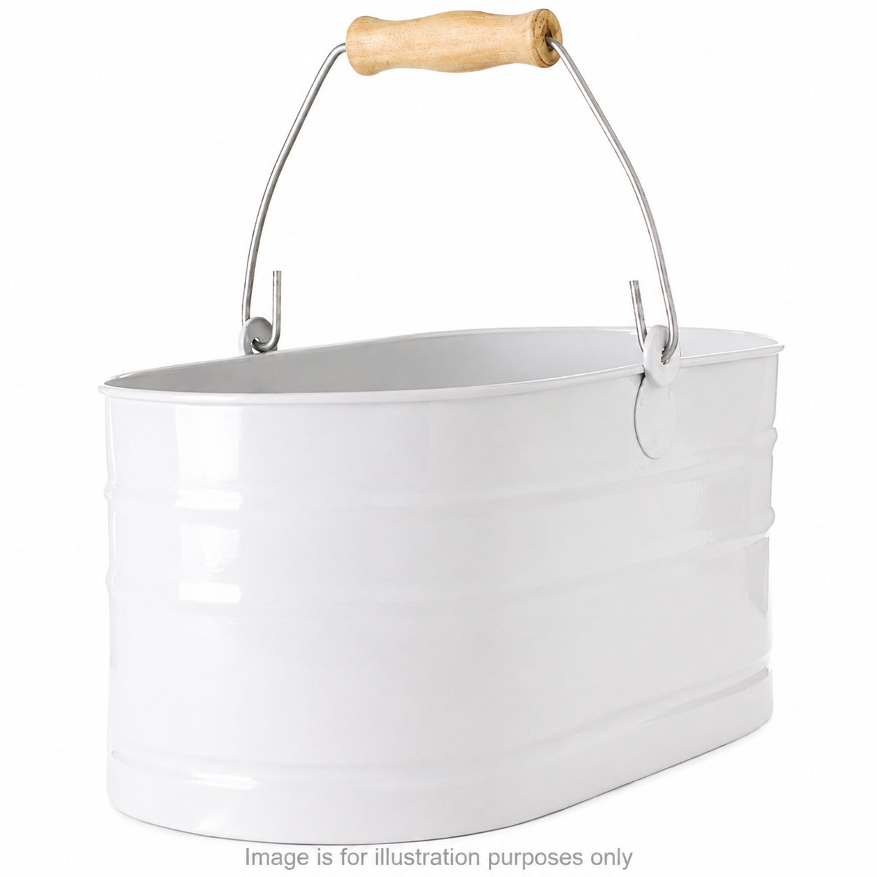 Powder-Coated Steel Utility Caddy with Wood Handle