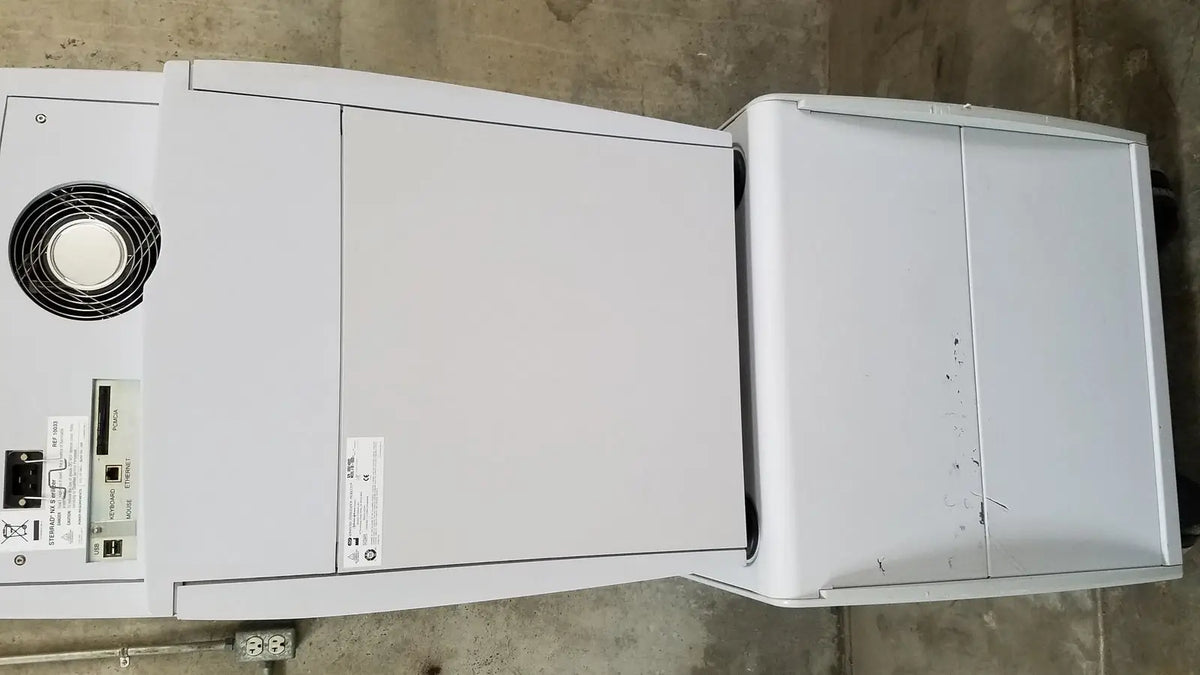 White advanced sterilization products sterrad nx sterilizer with circular fan vent and control panels for medical use