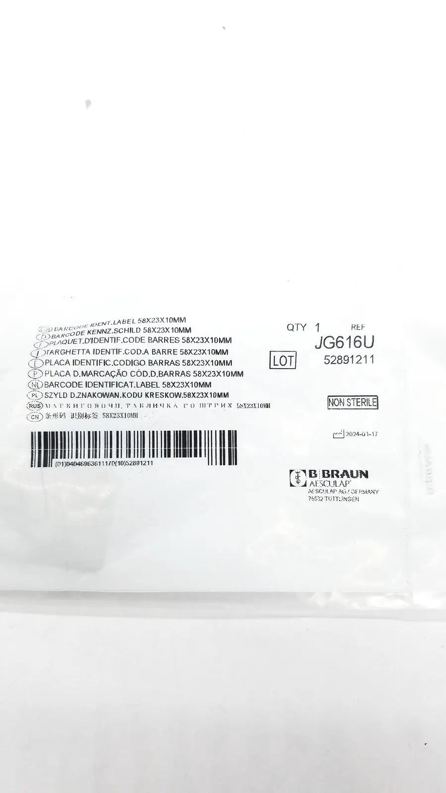 AESCULAP JG616U Barcode Identification Label Barcode Identification Label, new product photo 3