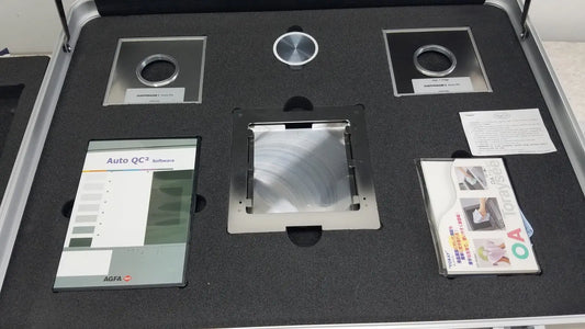Silver metallic optical filter set in a professional case for agfa auto qc phantom type 1267 x-ray phantom kit with iec filter unit