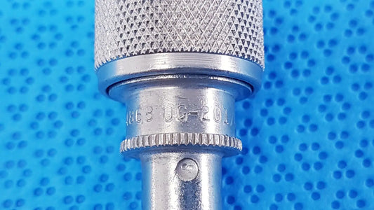 Silver metallic socket wrench with knurled grip and engraved markings for agilent n-type female to bnc male coaxial adapter
