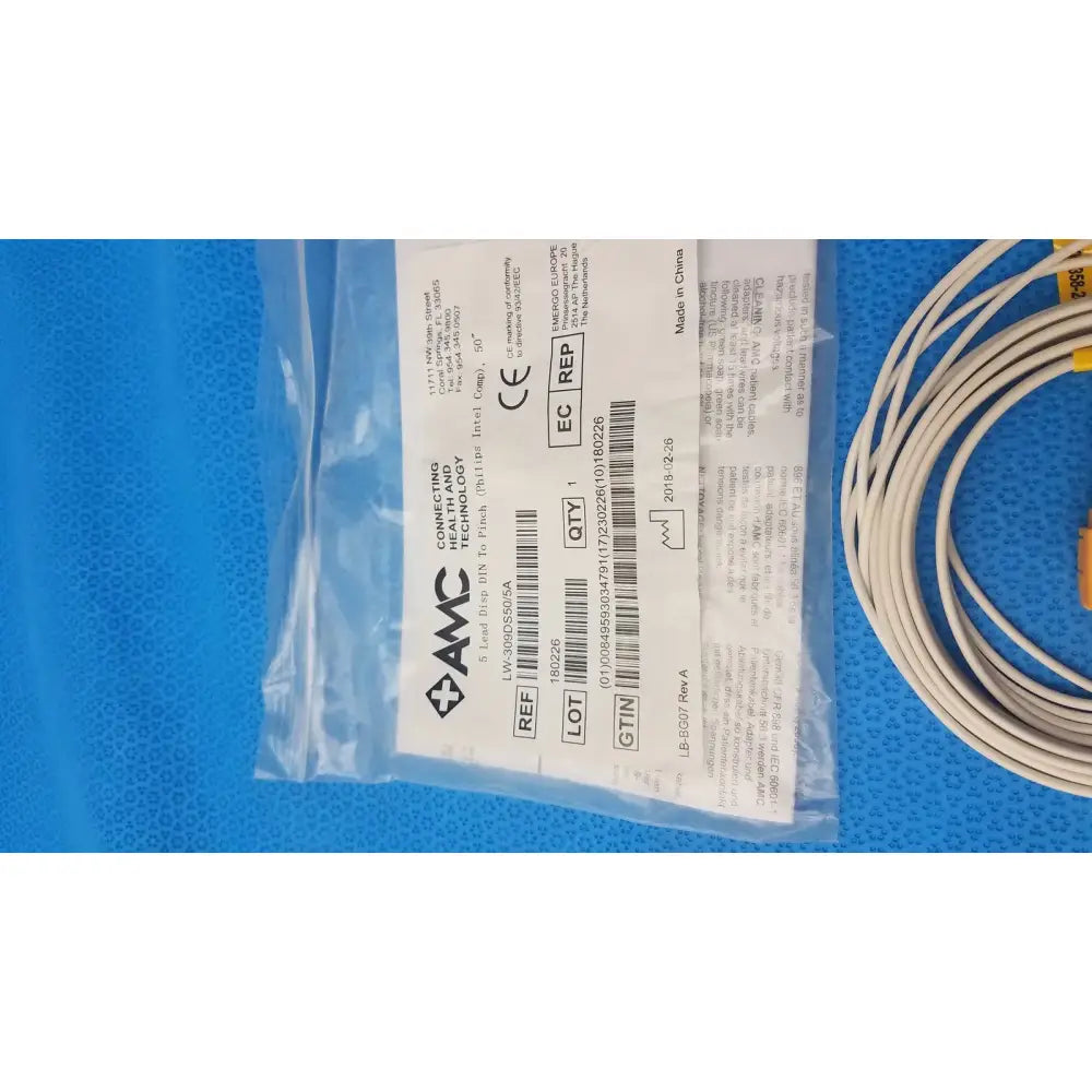AMC 5-Lead GRPD Disposable ECG Cable – GE Multi-Link to Pinch, Shielded, 50" Disposable 5-Lead ECG Cable, second-hand product photo 4
