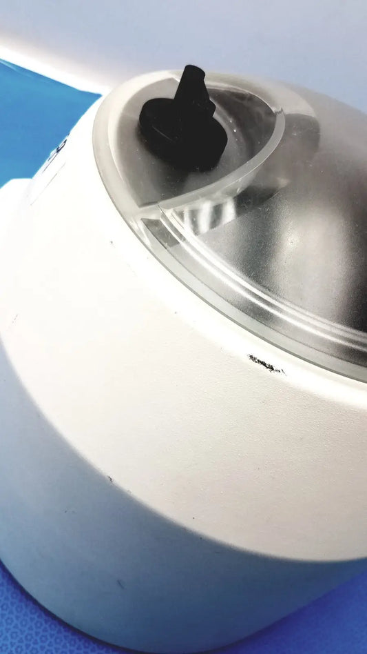 Ample scientific champion white plastic centrifuge with clear lid and black rotor model e33-12 3300 rpm timer