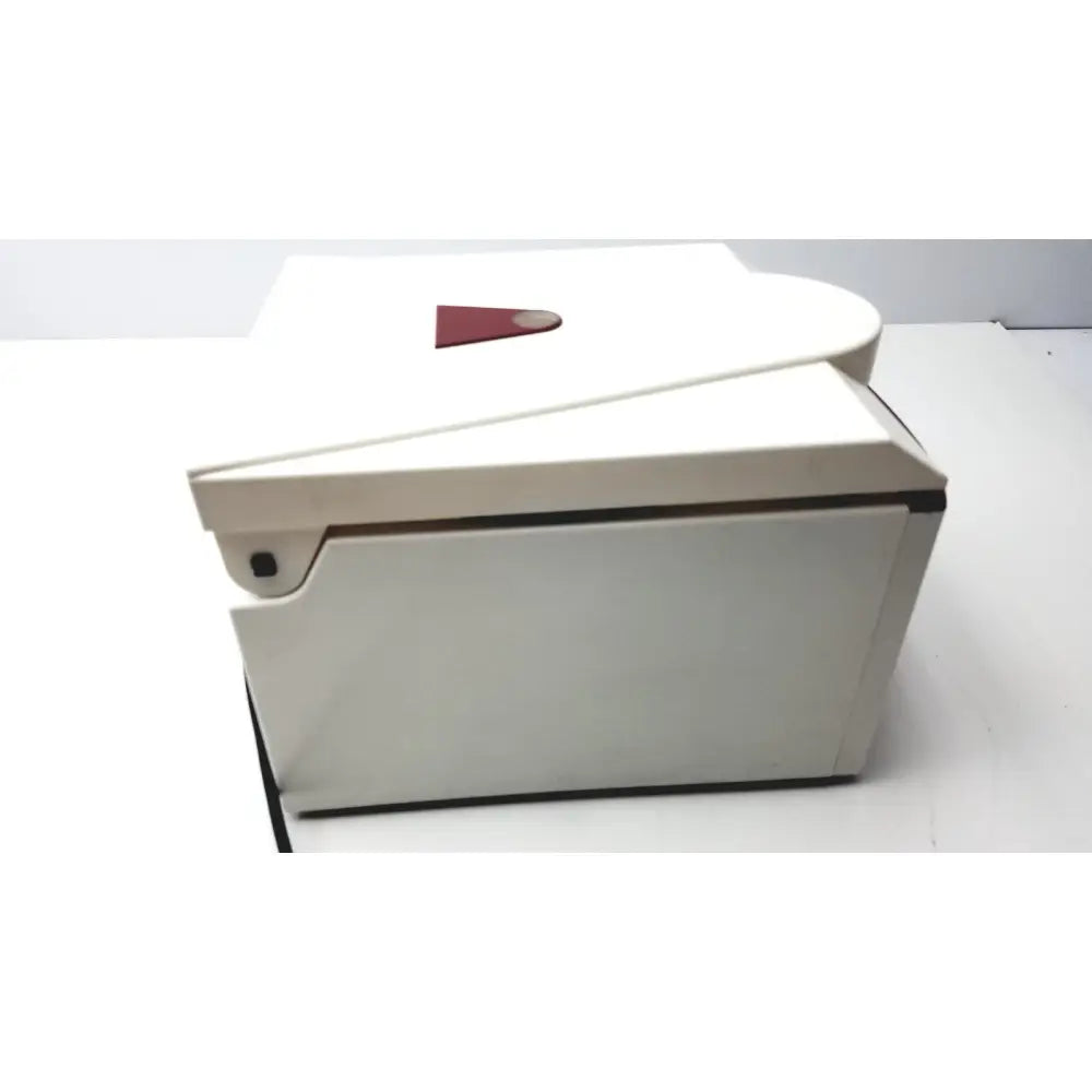 Ample scientific champion f-33d digital laboratory centrifuge with white rectangular box and red triangular accent on lid