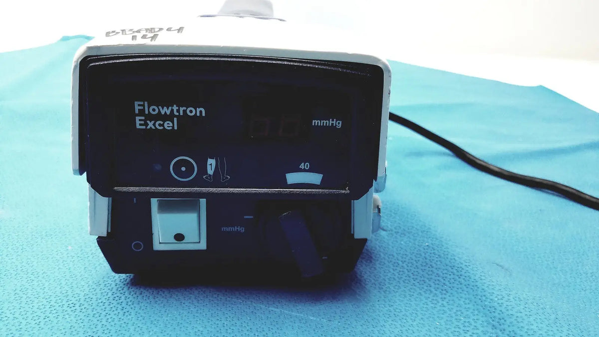White and black ArjoHuntleigh flowtron excel dvt pump with digital mmhg display model 247001 for medical use