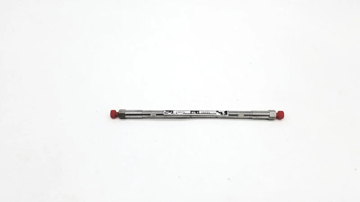Silver metallic astec chirobiotic r column cat with red caps and black label for chiral hplc analysis 4.6x150mm