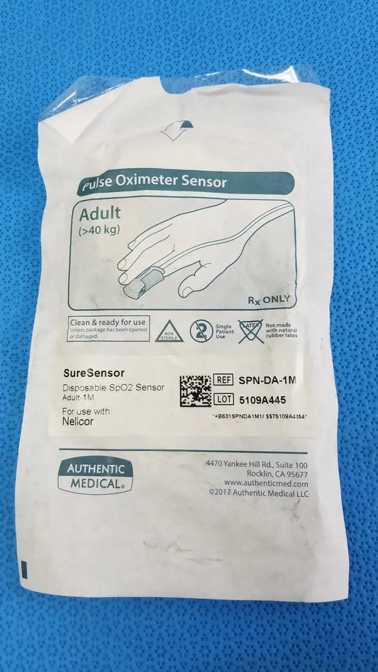Reuse Medical AUTHENTIC MEDICAL SureSensor Disposable SpO2 Sensor SPN-DA-1M Adult Pulse Oximeters, second-hand product photo 1