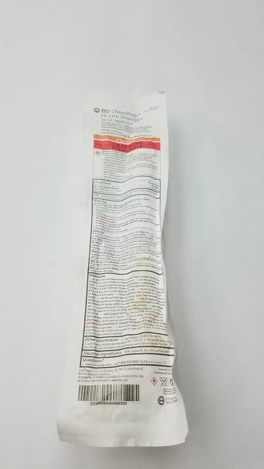 BD Chloraprep 930815 Hi-Lite Orange 26ml Applicator Skin Prep Applicator, second-hand product photo 4