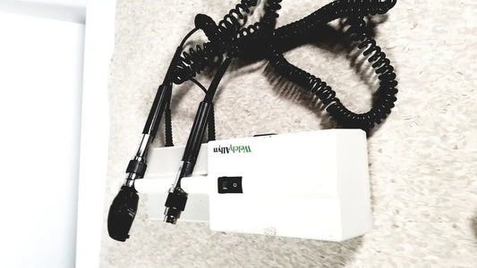 White rectangular beckman coulter airfuge ultracentrifuge 60hz 120v with black coiled cords and two attached probes