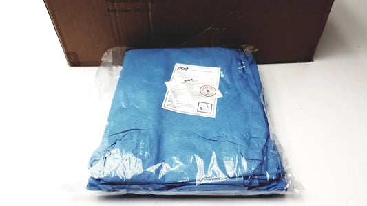 Reuse Medical Box of 100 Pod Disposable Isolation Gown Blue Surgical Gowns, second-hand product photo 1