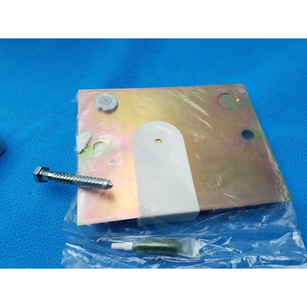 Metallic bracket with white plastic insert and screw in clear plastic for burton medical outpatient ii wall mount assembly reusable medical equipment