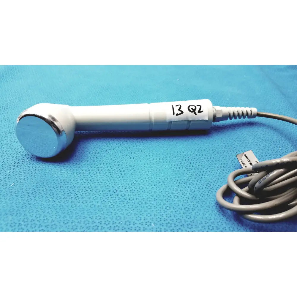 White handheld ultrasound applicator 5cm2 with chrome head and coiled gray cable for vectra cps legend series