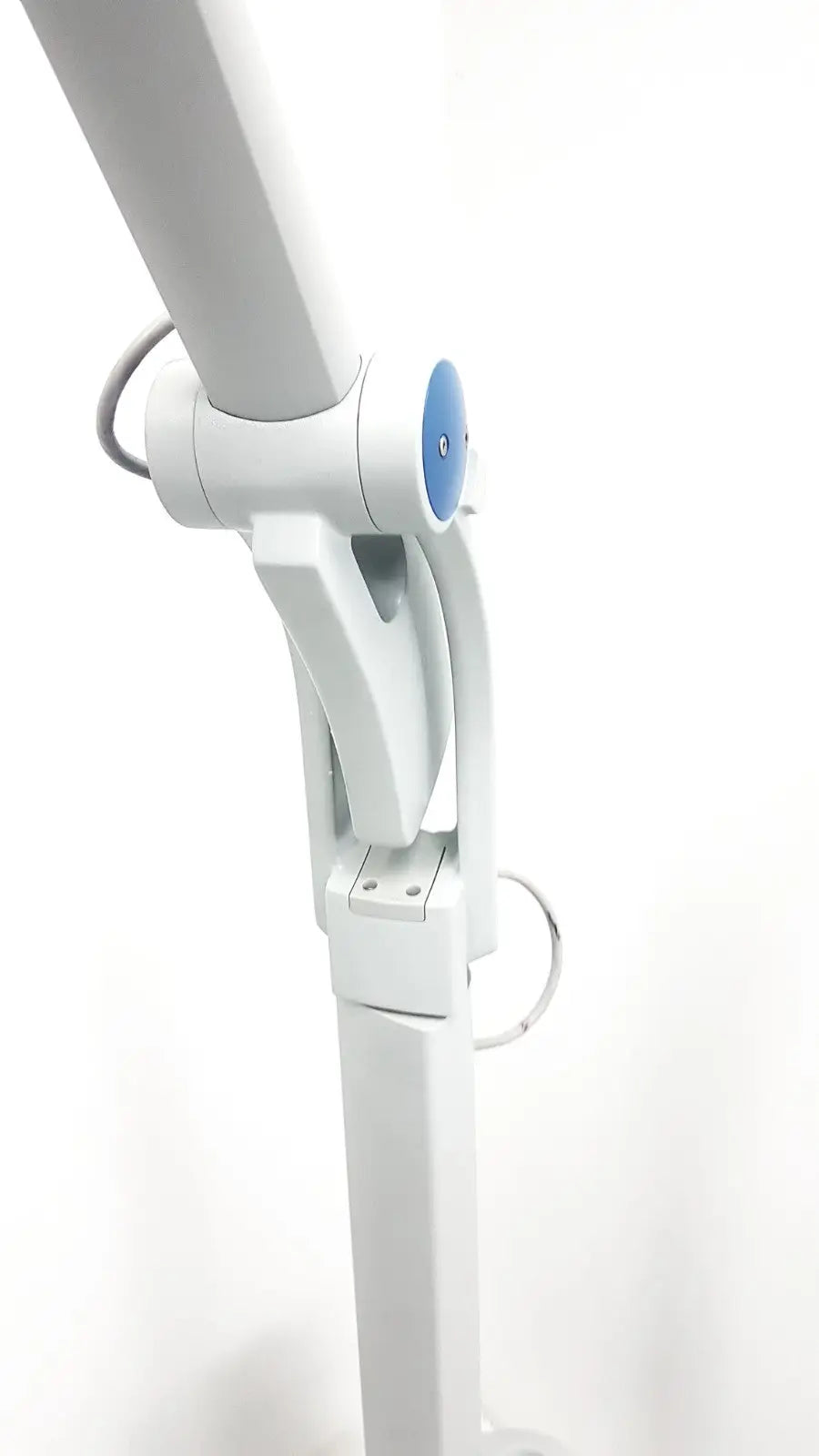 White adjustable desk lamp with blue height control dial for christie veinviewer vision vein visualization system with stand