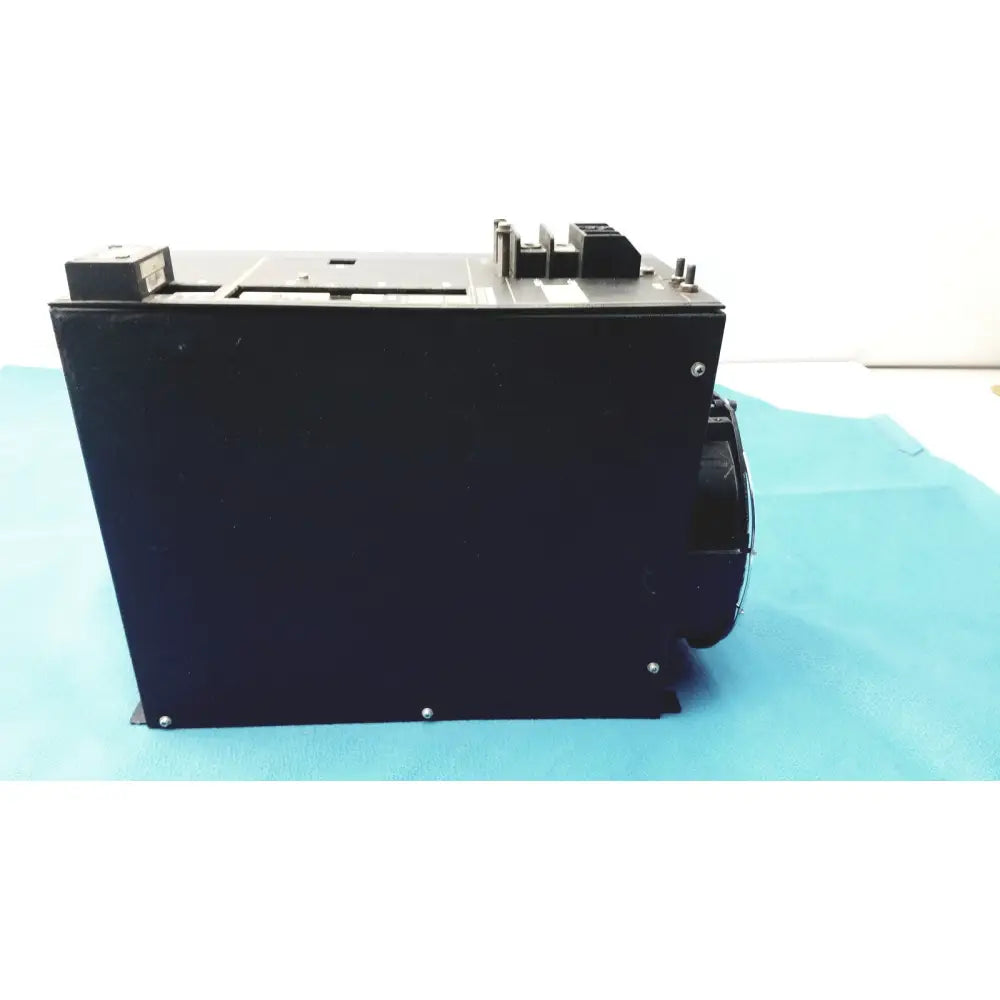 Black rectangular industrial electronic enclosure with metallic hardware and ventilation grilles for cincinnati milacron c5 spindle drive
