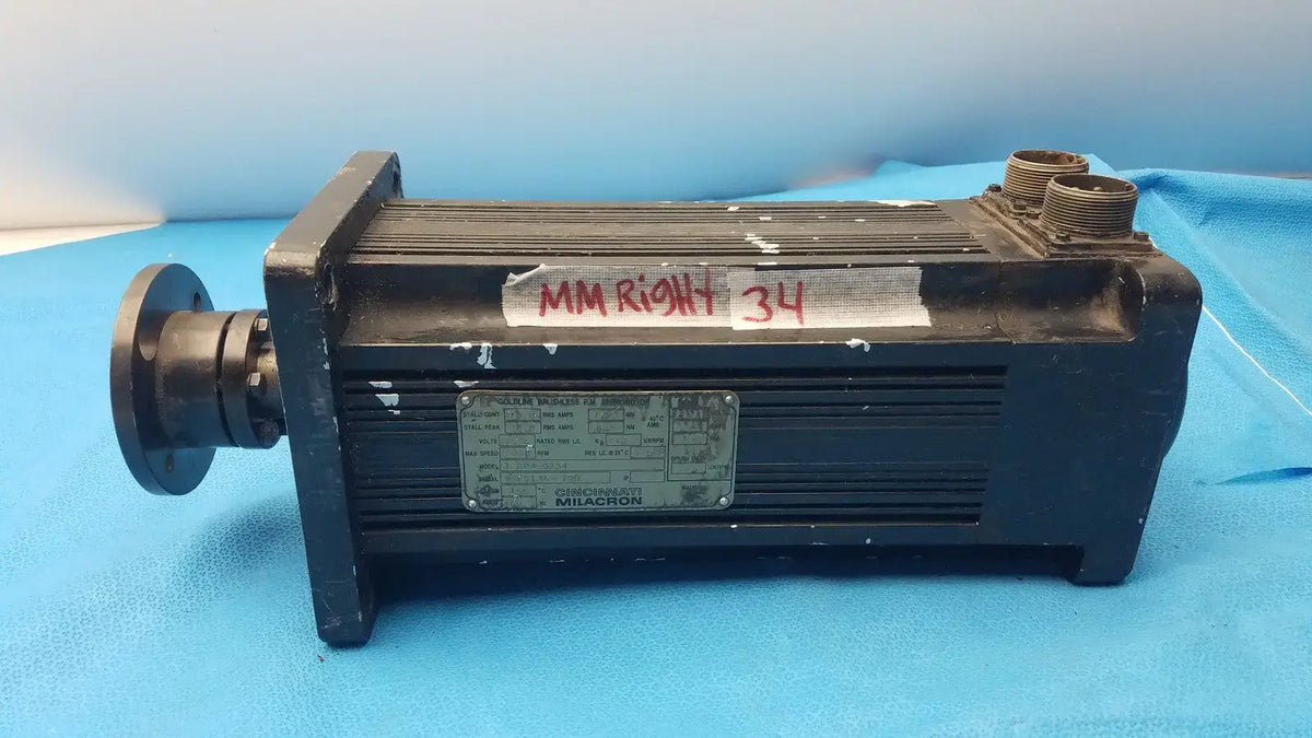Reuse Medical Cincinnati Milacron GOLDLINE Servo Motor 1-604-0234 Brushless PM 2000 RPM Servo Motors, as-is (for parts) product photo 1