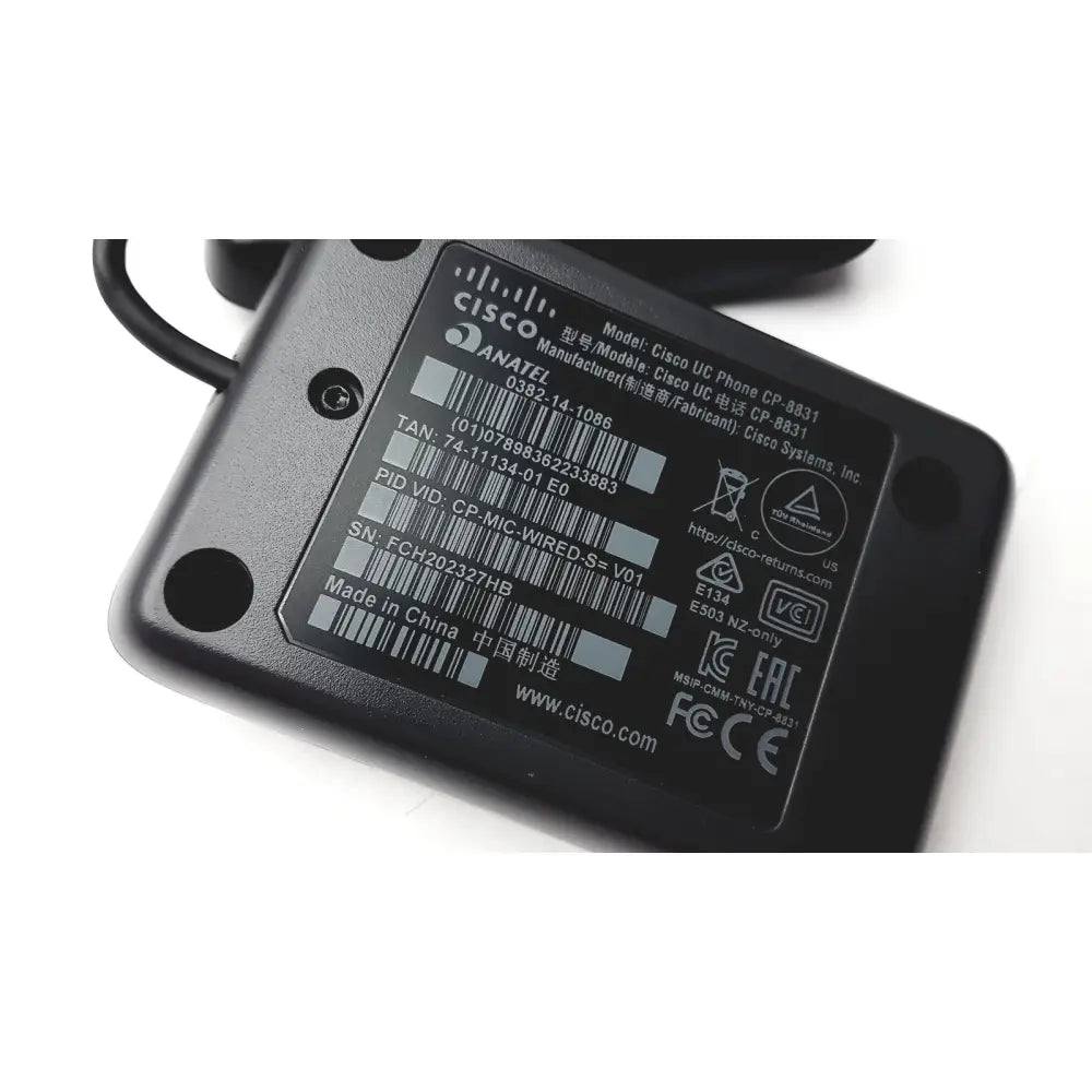 Black matte finish power adapter with printed label for cisco cp-8831 conference ip phone with control pad