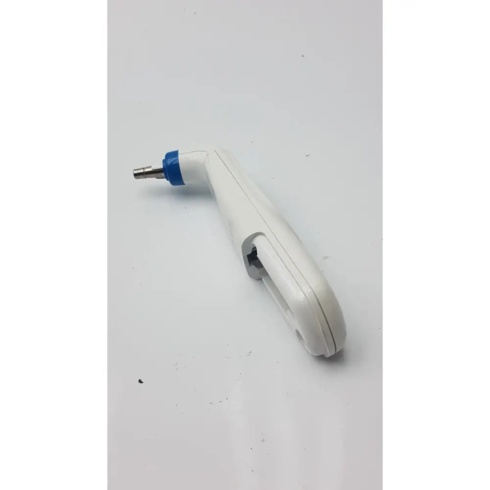 White plastic covidien genius tympanic thermometer ear irrigation device with blue cap and metallic nozzle