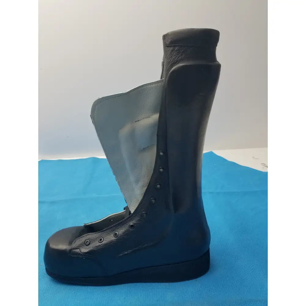 Custom Leather Orthopedic AFO Braced Boot Shell Right Foot Black - Orthopedic AFO braced boot shell