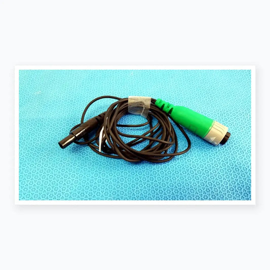Black coiled catheter connector cable with green gray connector and black plug for reuse medical equipment in EnSite X EP system