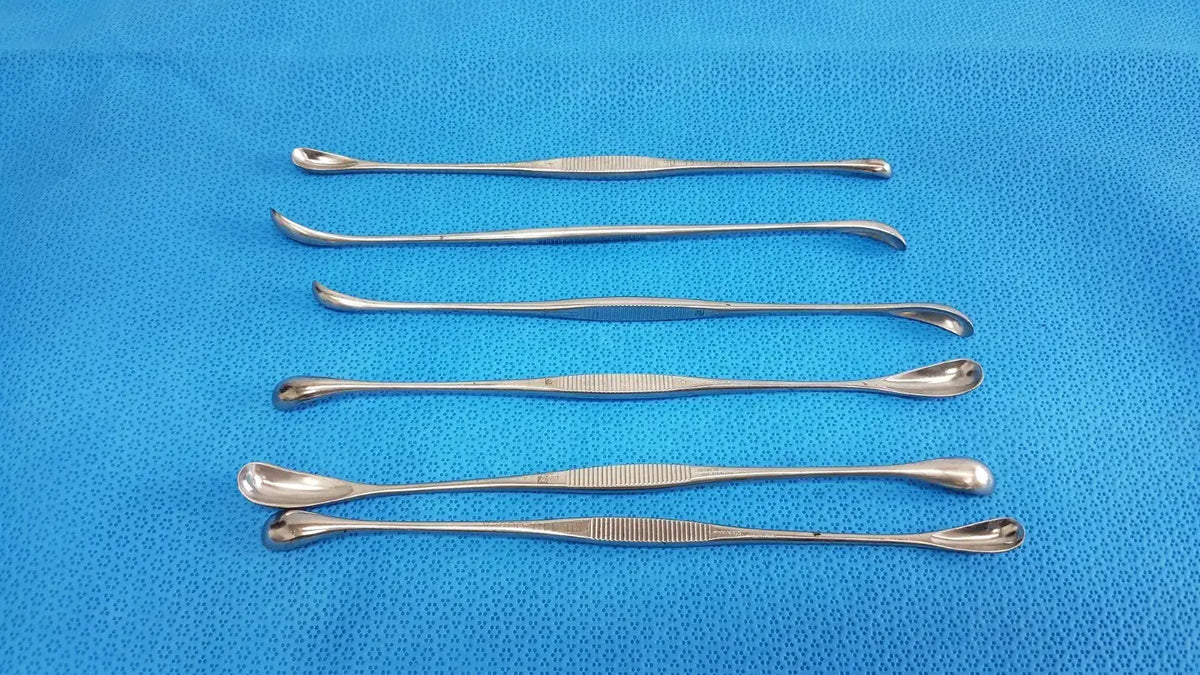 Reuse Medical Double Ended Dental Spoon Excavator – Stainless Steel Dental Tool lot of 6 Dental Instruments, second-hand product photo 1