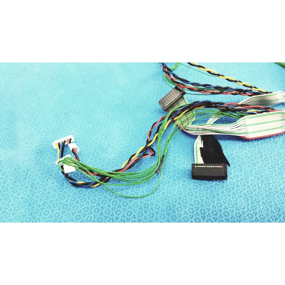 A bundle of multi-colored e43843 300v female connectors wire harness cables with black and white plastic connectors