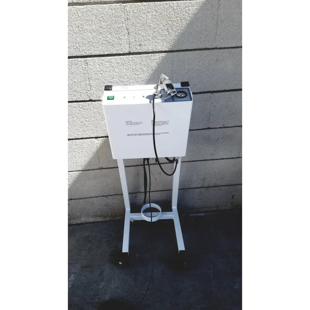 White industrial-grade erbe erbokryo cryosurgical unit 30448-014 ultrasonic scaler on wheeled stand with foot pedal