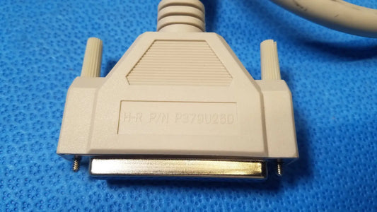 Beige plastic female connector external scsi cable with metallic contacts and molded strain relief for db25 port
