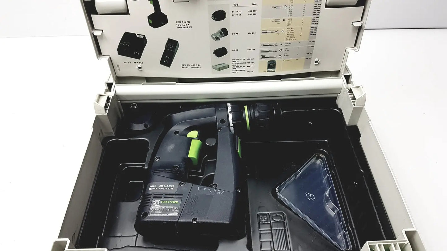 Reuse Medical Festool DD-ES CDD9,6 FX /CDD 12 FX MC 15 Plus Drill and Attachments Drill Chucks, as-is (for parts) product photo 1