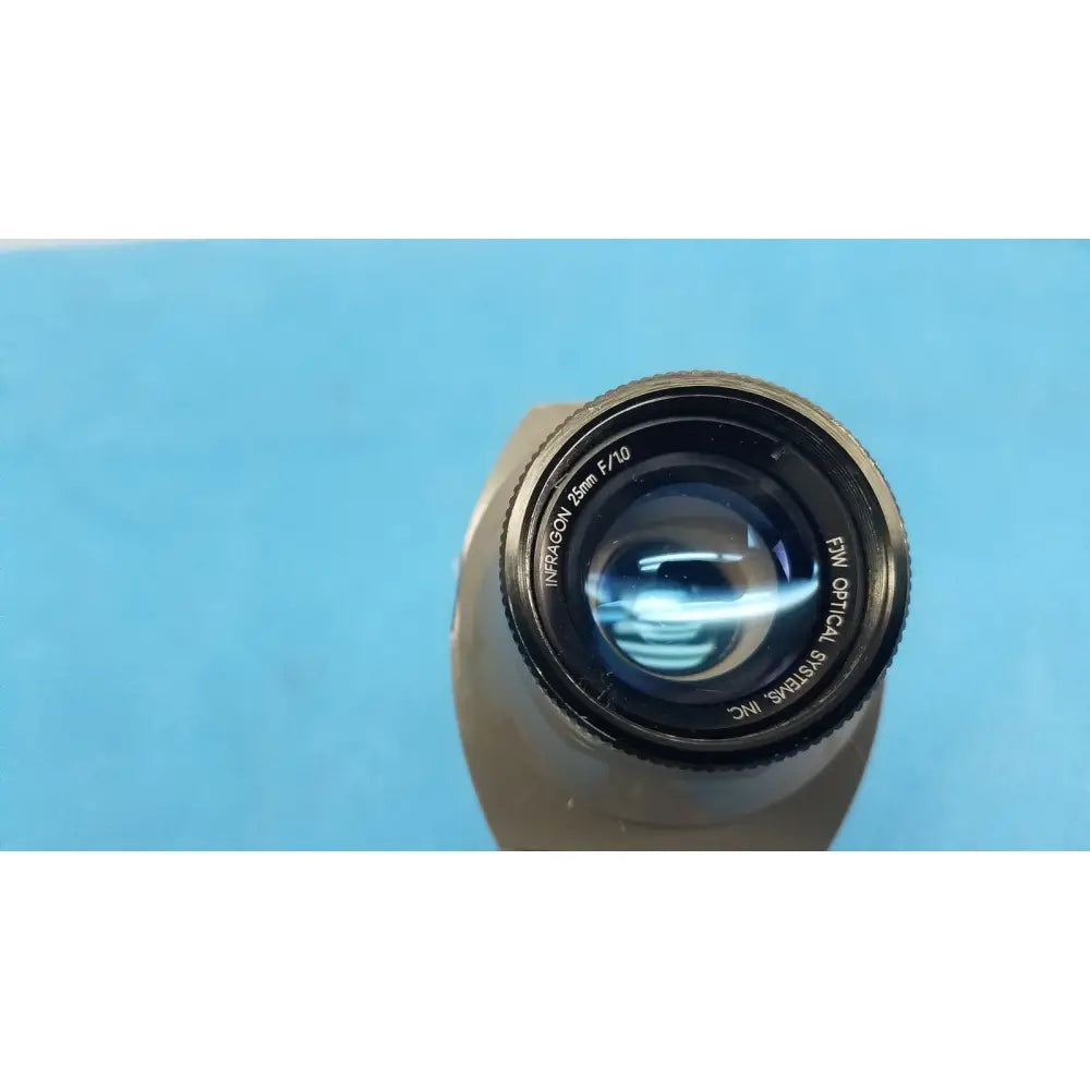 Black and silver 25mm f 10 infrared lens from FJW Optical Systems for Find-R-Scope infrared viewer by FJW Optical