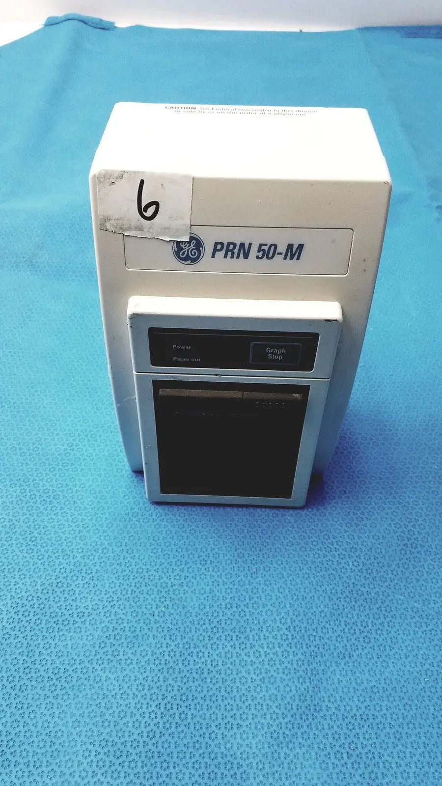 White GE prn 50-m thermal printer with rectangular design and black control panel medical equipment accessory