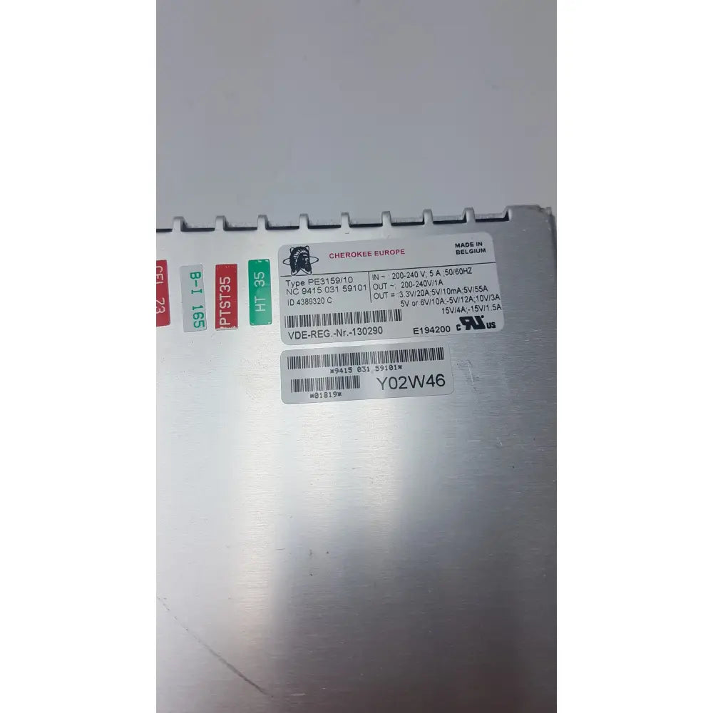 Silver metallic pro vingmed mitra dc power supply pe3159 with printed labels and barcode for GE vivid 7 pro