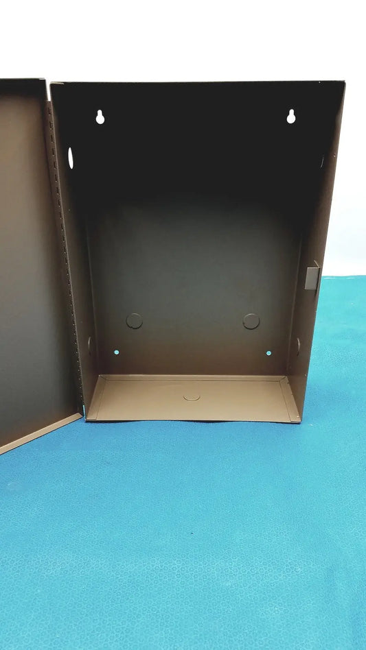 Black cardboard general purpose medium steel nema 1 enclosure with reinforced corners and pre-drilled mounting holes