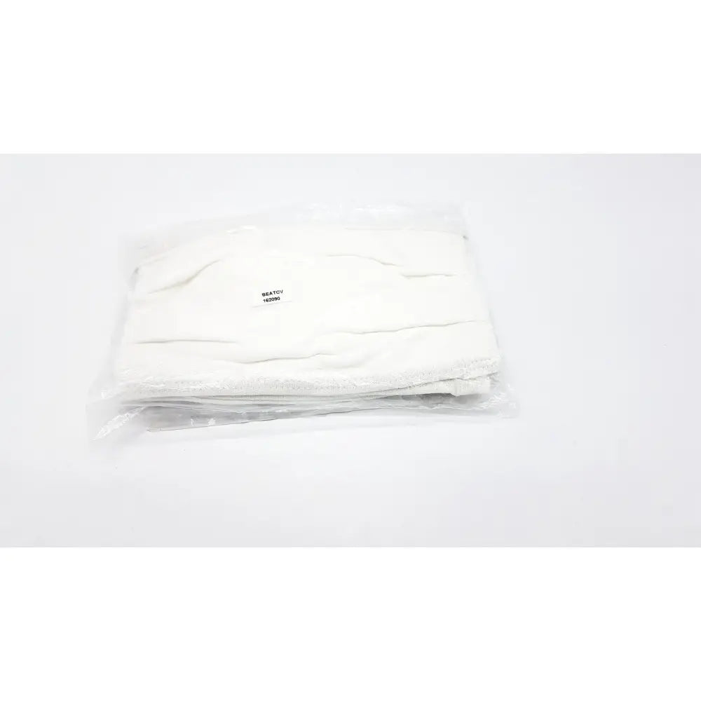 White microfiber gov face covering cloth neatly folded and sealed in clear plastic packaging for face covering coviid use