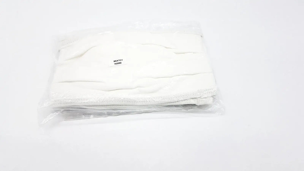 White microfiber gov face covering cloth neatly folded and sealed in clear plastic packaging for face covering coviid use