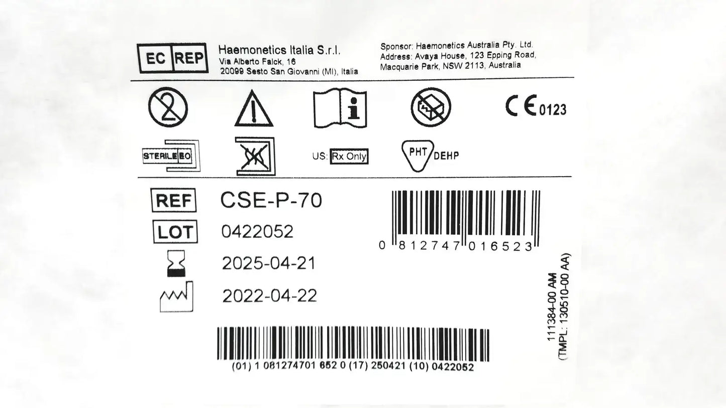 Haemonetics CSE-P-70 Cell Saver Elite Processing Kit Cell Saver Elite Processing Kit, second-hand product photo 10